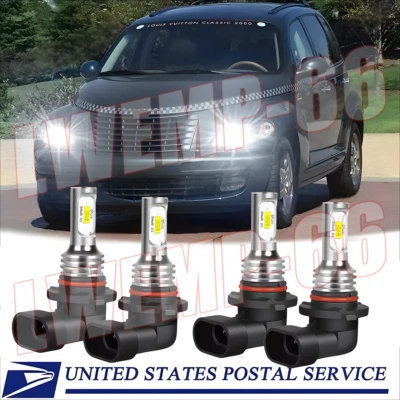 Белые светодиодные лампы дальнего и ближнего света для Chrysler PT Cruiser 2001-10 6000K WQ - Изображение 1 из 4
