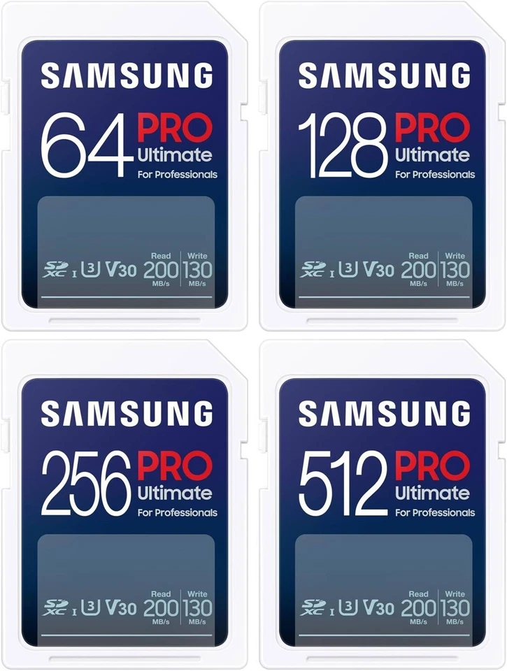 Samsung SDXC Pro Ultimate Flash Memory Card 64GB 128GB 256GB 512GB - Image 1 of 1