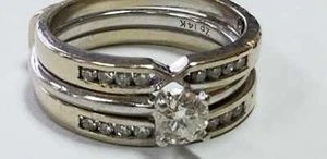 Beautiful 14K solid white gold with genuine natural Diamonds wedding Ring!! ZP - Picture 1 of 8