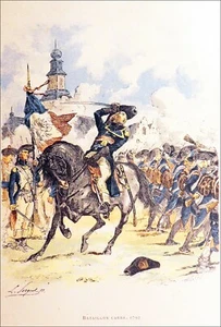 SOLDATS de la RÉVOLUTION formant le BATAILLON CARRÉ en 1792 - Gravure du 19e - Bild 1 von 2