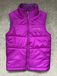 Girls Columbia Size S 7/8 Raspberry Zip Up Reversible Vest - Picture 1 of 11