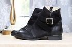 Miz Mooz - Leather Wide Width Buckled Ankle Boots - Sabel - Black - EU 43 US 12