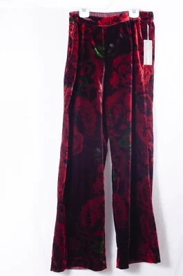 Pantalones de Terciopelo Aria Suave Surroundings Pierna Ancha Romántico Rosas Talla P XS Nuevos Foto 1 de 4