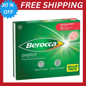 Berocca Energy Vitamin, Original Berry 75 Effervescent Tablets FREE SHIPPING - Picture 1 of 3