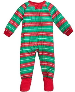 Family PJS 1-Pc Baby Boy & Girl Striped Footed Pajamas Holiday Stripe 18MOS - Picture 1 of 2