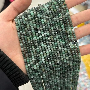 Cuentas de disco espaciador de rondelle micro facetadas esmeralda verde natural genuino de 3x4 mm - Imagen 1 de 6