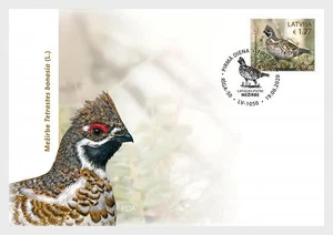 2020   LATVIA -  SG: N/A  HAZEL GROUSE (BIRD) ON FIRST DAY COVER - Picture 1 of 1