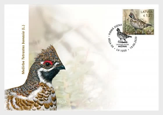 2020   LATVIA -  SG: N/A  HAZEL GROUSE (BIRD) ON FIRST DAY COVER - Image 1 of 1