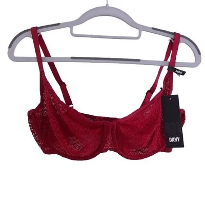 Новый DKNY современный кружевной чистый без подкладки Demi бюстгальтер красный размер 36DD DK4019 - Изображение 1 из 4