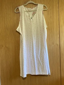 NWT CAROLE HOCHMAN LADIES WHITE W/PINK POLKA DOTS SLEEVELESS KNIT NIGHTGOWN LGE - Picture 1 of 10