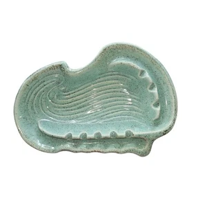 Vintage USA Pottery Mid Century 193 Turquoise & Gold Flecks Trinket/Ashtray Dish - Picture 1 of 6