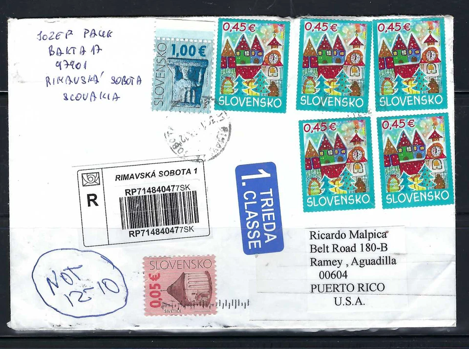 NAVIDAD DE ESLOVAQUIA - CUBIERTA SOBOTA A RAMEY - AGUADILLA - PUERTO RICO 2013 Foto 1 de 2