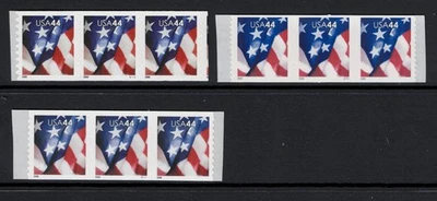 SCOTT#4394,93,&94, 44c FLAGS PLT#P1111, S1111, V1111.  NH - Image 1 of 2