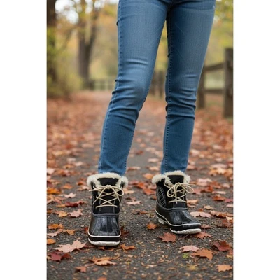 Khombu Womens Black Faux Fur Lined Waterproof Winter Snow Boots Size 10 - Image 1 of 4