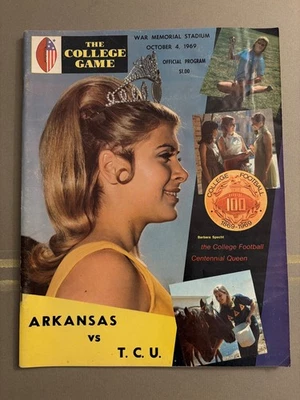 1969 Arkansas vs T.C.U NCAA Football Program at War Memorial Stadium Fair Cond. - Image 1 of 3