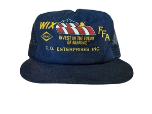 Vintage FFA Future Farmers Of America Snapback Denim Trucker Hat 5 Panel USA - Picture 1 of 9