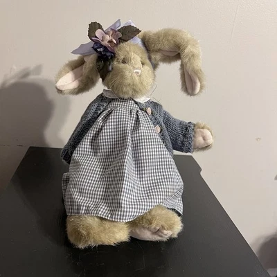 Bearington Collection Jointed Bunny Rabbit Plush Spring Dress Knitted Sweater - Image 1 of 4