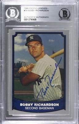 BAS 1988 Pacific Baseball Legends Bobby Richardson #74 Authentic Auto - Image 1 of 2