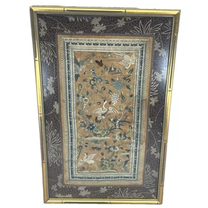 Qing Dynasty Era Framed Chinese Hand Embroidered Silk Textile Wall Hanging Art - Picture 1 of 8