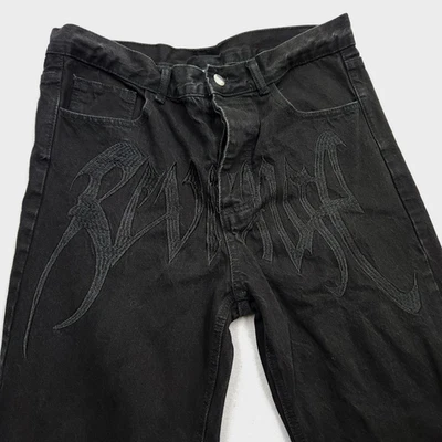 Revenge Jeans Mens 34x29 Black Skater Grunge Goth Embroidered xxxtentacion Pants - Image 1 of 4