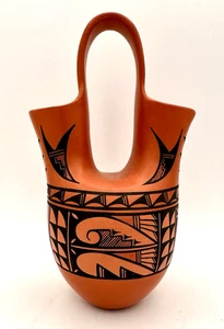 Isleta Pueblo Redware Keramik Doppelauslauf Hochzeit Vase-Gerti Sanchez Mapoo - Bild 1 von 6