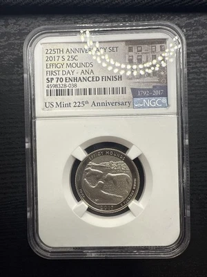 2017-S Effigy Mounds 25c NGC SP 70 Enhanced Finish ~ 225TH Anniversary Set #557D - Image 1 of 4