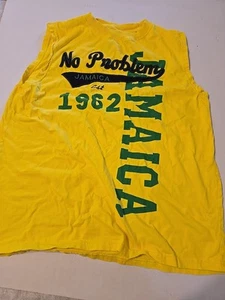 Jamaica Tourism No Problem Adult Med Sun N Sand Brand Yellow T-Shirt Sleeveless - Picture 1 of 9