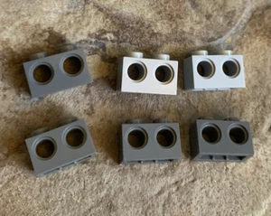 LEGO 1x2 Technic Brick with 2 Holes Part 32000. 6 Grey Pieces - Picture 1 of 3