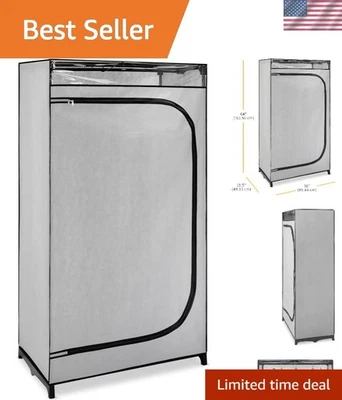 Armario portátil organizador de ropa independiente con cubierta gris Foto 1 de 4