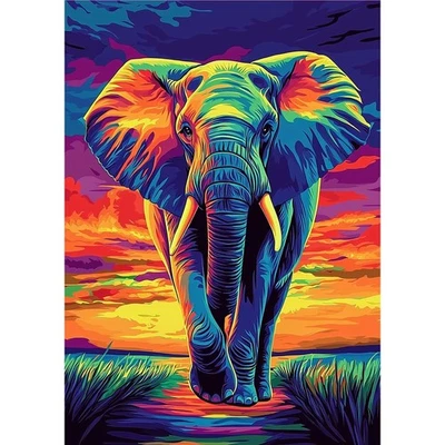 Diamond Art Painting Kits for Adults, Colorful Elephant DIY 5D Diamond Painting  - Image 1 of 4