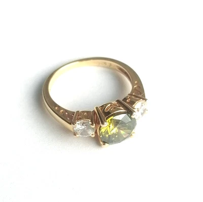 Ring mit Peridot und Zirkonia Silber 925 vergoldet Gr. 56 - 17,2 mm (3422) - Bild 1 von 4