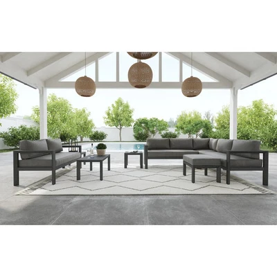 Sofá loveseat gris aluminio exterior gris Grayton - 61" x 32" Foto 1 de 4