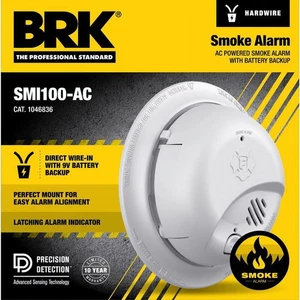 BRK Hard-Wired w/Battery Back-up Ionization Smoke Detector - Picture 1 of 5