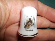vintage Old English Sheepdog Dog Collectible ceramic Thimble figurine Lim.Ed.
