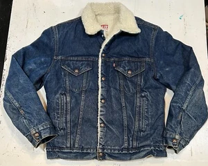 Levi's San Francisco Sherpa Denim Trucker Jacke Größe 38 L Made in USA Vintage - Bild 1 von 7