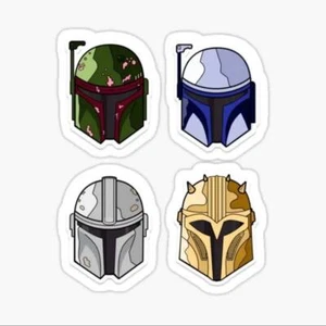 2 sets of 4 per Order Star Wars Mandolorian Helmet Stickers - Picture 1 of 1