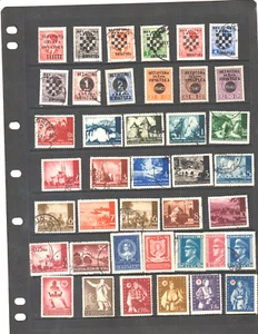 Croatia  NDH Collection 1941-1944 96 stamps on 3 Pages, Used and Unused - Picture 1 of 3