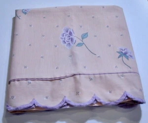 Burlington Caress Pillowcase King Pink Purple Floral Blend Scalloped Vintage - Picture 1 of 8