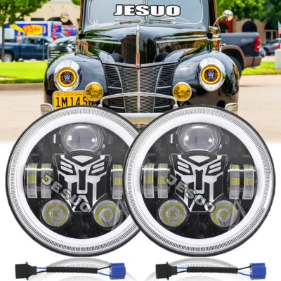 For Ford Deluxe 1939-1951 7" Inch Round LED Headlights Pair Foto 1 de 4