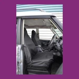 Par de fundas de asiento delanteras universales impermeables negras hechas en el Reino Unido - Imagen 1 de 3