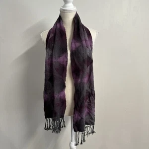 Cejon Acrylic Scarf Made In Italy Purple Gray One Size Geometric Western Pattern - Picture 1 of 6