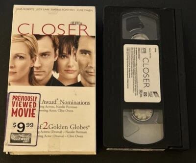 Closer VHS Julia Roberts Jude Law Natalie Portman Clive Owen (Columbia 2004 Used Foto 1 de 4