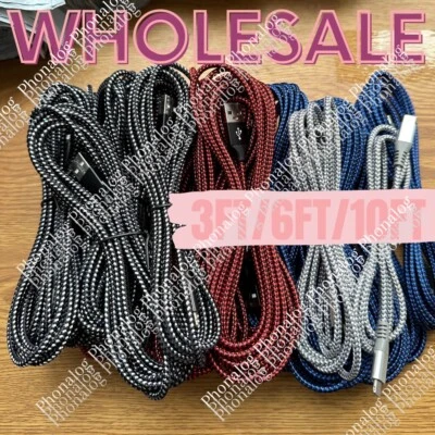 Lote de cables de carga rápidos de alta resistencia de 3/6/10 pies para iPhone 14 13 11 8 7 Foto 1 de 4