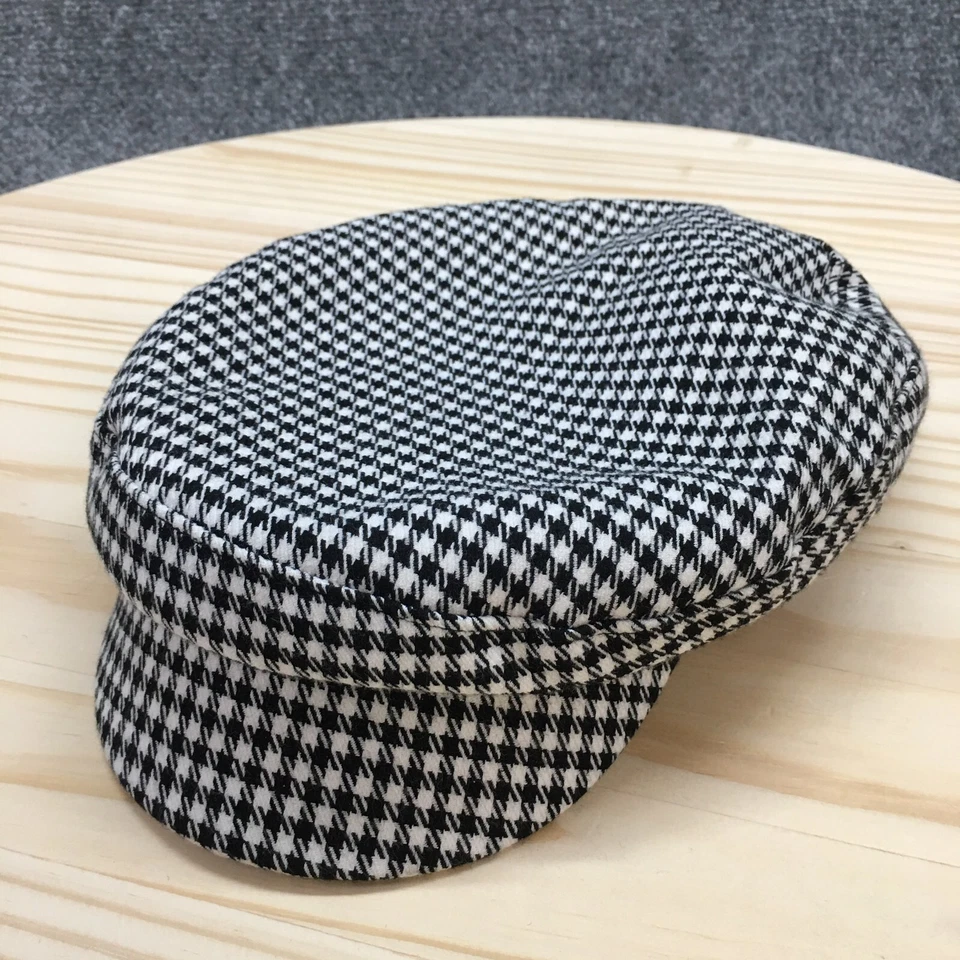 Chapéu Newsboy Feminino H&M Preto Branco Tamanho Único Aba Curvada Houndstooth Poliéster - Imagem 1 de 4