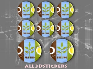 8 x 3D ROUND Resin Domed Flag Fresno - USA Adhesive Decal Vinyl - Imagen 1 de 1