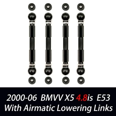 Fits BMW X5 E53 4.8is Adjustable Air Suspension Lowering Links kit Rod  4 LINKS - Image 1 of 4