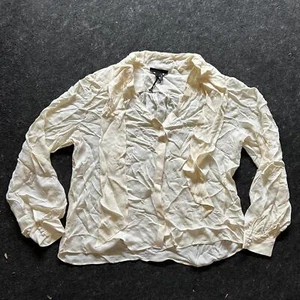 Camicia blusa PAIGE Kirstie cravatta scollo a V in seta, taglia L, bianco antico - Foto 1 di 5