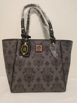 Disney Dooney & Bourke Haunted Mansion Grey Wallpaper Tote Bag NWT Brand New - Imagem 1 de 4
