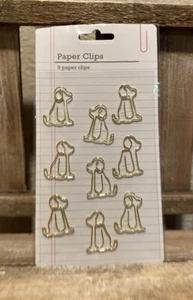 Juego de 9 clips de papel en forma de perro, clips de papel grandes de color dorado para perro - Imagen 1 de 8