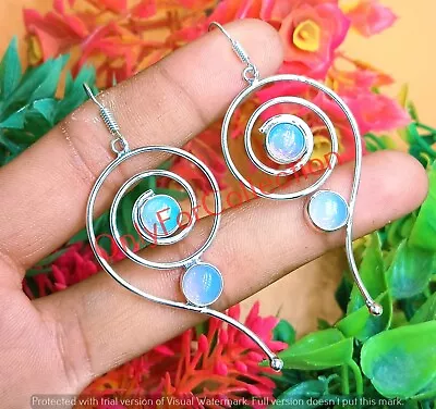 Lote de pendientes de ilusión giratoria enchapados en plata de ley 925 con piedras preciosas de opalita de regalo Foto 1 de 3